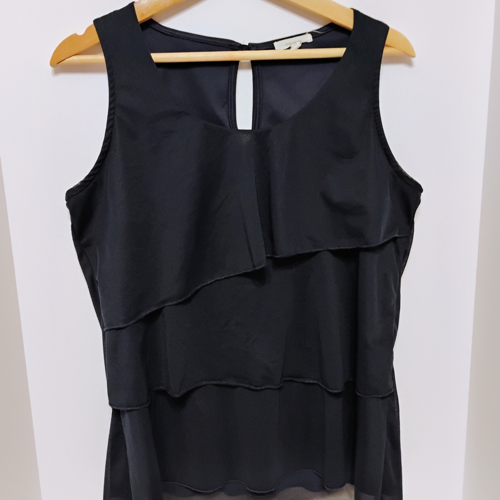 Maurices Navy Blue Asymmetrical Tiered Tank Top - Picture 1 of 2